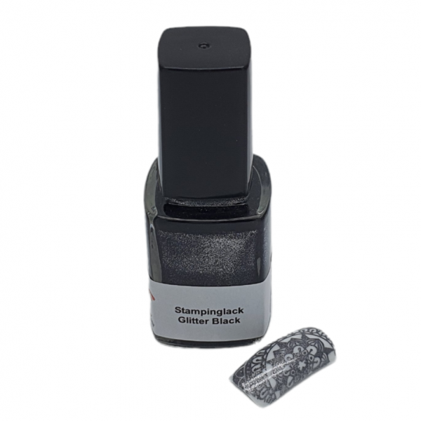 Stamping Lack, Glitter Black , 12 ml